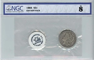 1884 Morgan Dollar GSA SOFT PACK S$1 NGC VG8 - Picture 1 of 2