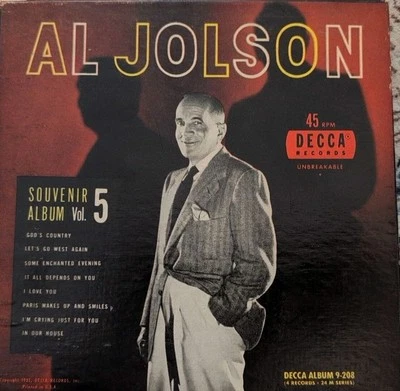 1951 AL JOLSON Souvenir Album Vol 5. - 4 record set 45 rpm DECCA Foto 1 de 4