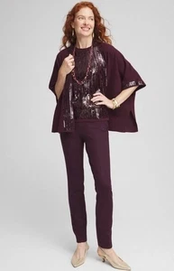 Chico’s  Deep Raisin Sequins Trim Shoal/ Scarf / Cape -Beautiful~ Sz L/XL~ NWT~ - Picture 1 of 10