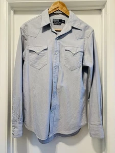 Camisa Polo Ralph Lauren De Colección Perla A Presión S Azul RL Western RRL Vaquero Rodeo - Imagen 1 de 4