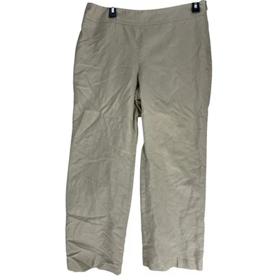 Pantalones Ann Taylor para mujer talla 10 beige algodón seda tiro medio minimalista oficina Foto 1 de 4