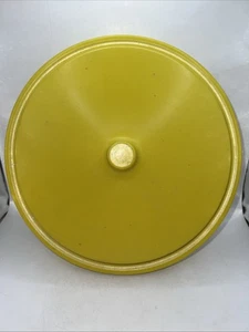 Round Metal Pan With Lid- Yellow-11” Across-5” Tall 2” Deep- Unusual -Unbranded - Picture 1 of 8