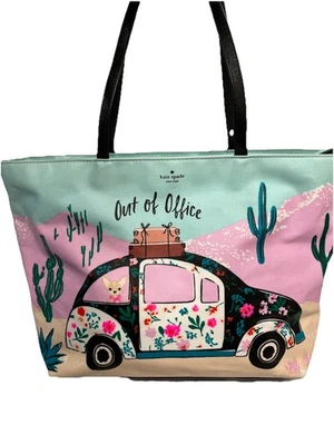 Bolso de Mano Kate Spade Fuera de Oficina Escarabajo Insecto Chihuahua Cactus Teal RARO Difícil de Encontrar Foto 1 de 4