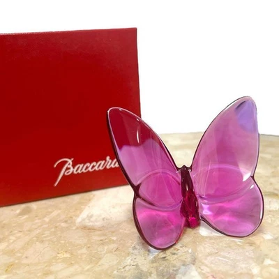 Baccarat Lucky Butterfly Crystal Pink Used from Japan - Image 1 of 4