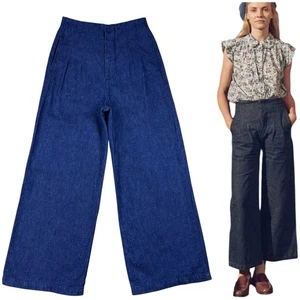 The Great The Sculpted Hose weites Bein hoher Bund Bund Plisseehose Hanf Boho Gr. 27 - Bild 1 von 15