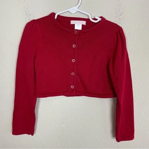 Janie & Jack Red Cropped Cardigan Sweater 4 - Picture 1 of 4