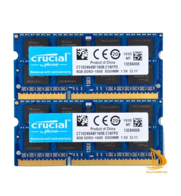 Crucial 16GB 8GB 2Rx8 PC3-12800S DDR3-1600Mhz SODIMM Laptop Memory RAM 204Pin - Image 1 of 4