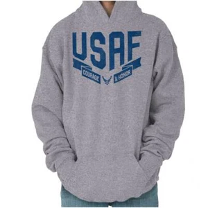 US Air Force Wings Logo USAF Honor Courage Youth Hooded Sweatshirt Boy or Girl - Picture 1 of 10