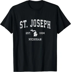 St. Joseph Michigan MI Vintage Athletic Sports Design T-Shirt Hoodie - Picture 1 of 11