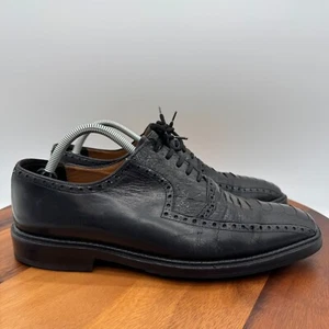 Mezlan Taranto Shoes Mens 10.5 Ostrich Leather Black Dress Casual Oxfords - Picture 1 of 11