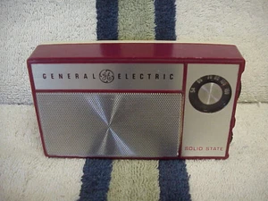 GE P1760 AM Radio Red Recapped Repaired Works Good Vintage - Picture 1 of 14