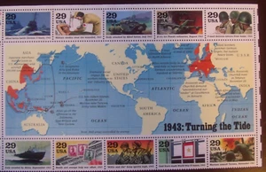 Sello de Estados Unidos media hoja de 10 #2765 Segunda Guerra Mundial 1943 - Imagen 1 de 1