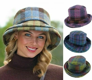 Ladies Scottish Harris Tweed Cloche Hat in various designs - One size fits All - Picture 1 of 3
