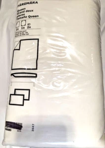 Ikea Fargmara QUEEN 1 Flat + 1 Fitted Sheet + 2 Pillowcase SET WHITE New SEALED - Picture 1 of 4