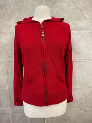Sudadera con capucha Next roja tejida con cremallera completa para mujer talla UK 18 Foto 1 de 4