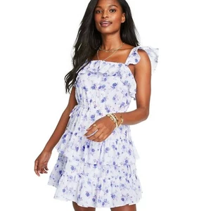 LoveShackFancy Amalie Ruffled Tiered Dress Women's Target Blue Floral Size XL - Imagen 1 de 4