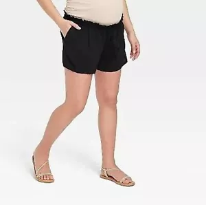 Pantalones Cortos de Maternidad Isabel Maternity Tejidos Cortinados Negros XS - Imagen 1 de 6