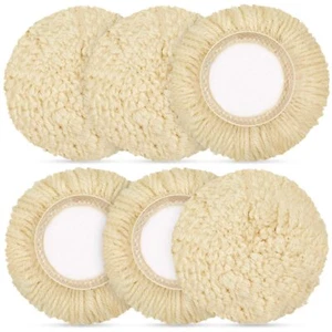 Polishing Pad Buffing Pads Kit 6 Pcs 3 Inch Wool Polishing Pad Hook Loop Buffing - Picture 1 of 6