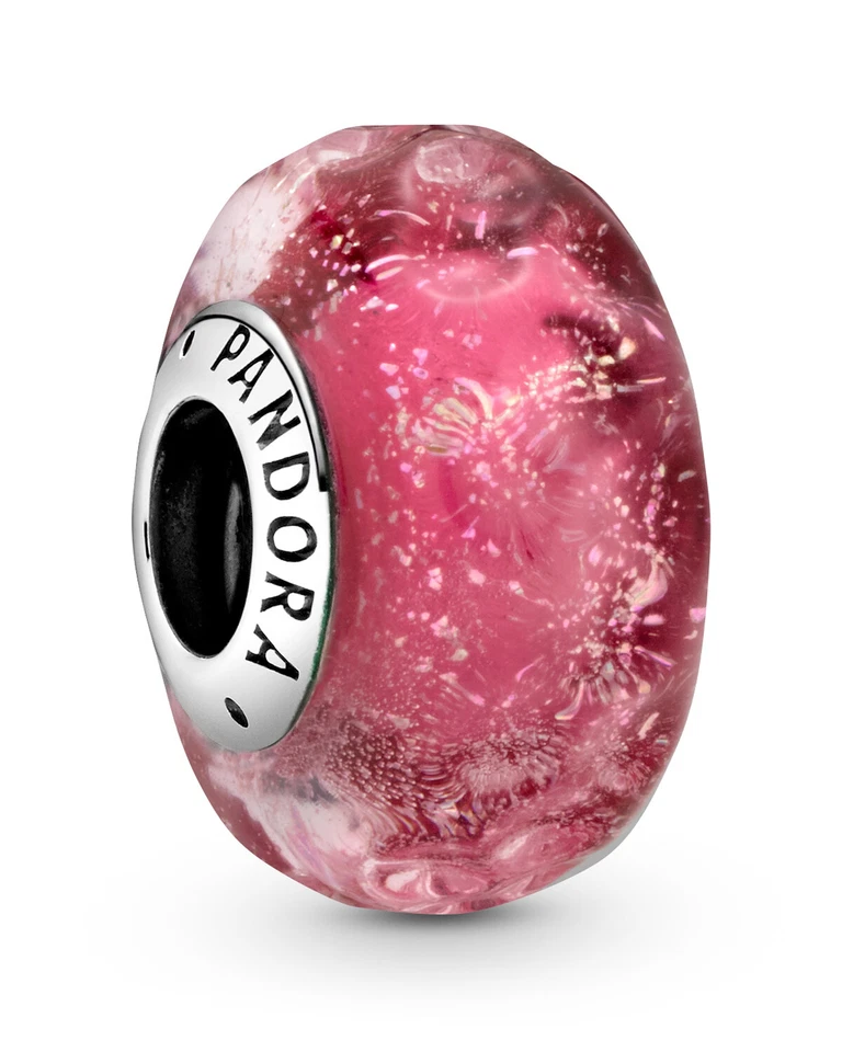 PANDORA Schmuck Silber Bead-Charm Welliges Pink Muranoglas 798872C00 - Bild 1 von 2