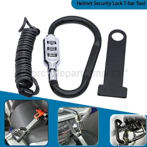 Bloqueo de seguridad para casco negro y cable de herramienta barra en T para Harley Road Street Glide FLHXS - Imagen 1 de 12