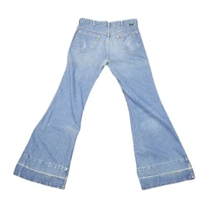 *Attic Find* Vintage KenLeon Size 9 Embroidered Denim Hippy Bellbottoms - Picture 1 of 16
