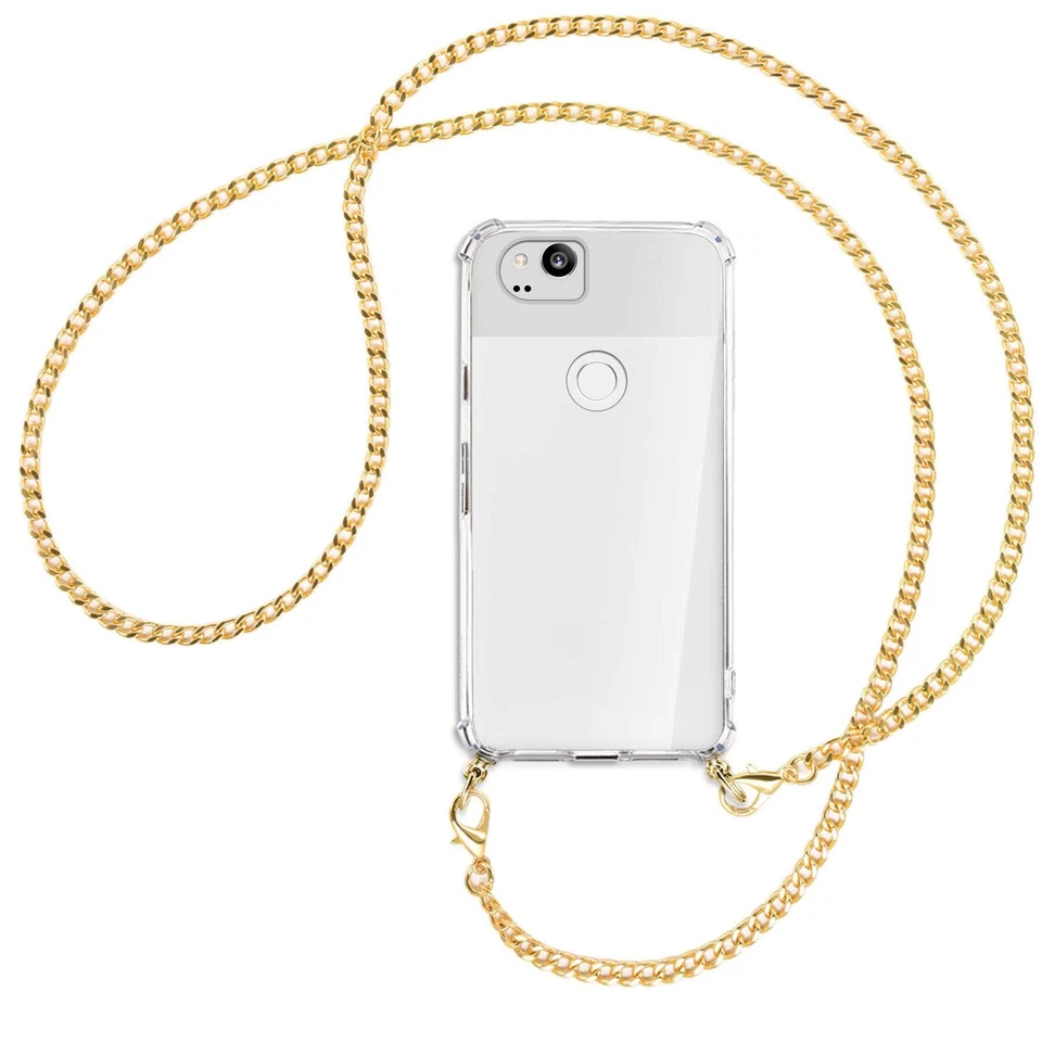 Catena per Google Pixel 2 XL catena metallo col. oro Custodia Cover da indossare - Immagine 1 di 2