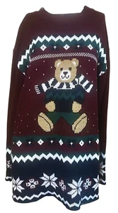 Suéter Para Mujer Vintage Clásico Elementos Feo Navidad Rojo Invierno Talla 1X (XL) - Imagen 1 de 4
