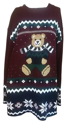 Women's Vintage Classic Elements Ugly Christmas Sweater Red Winter Size 1X (XL) - Image 1 of 4