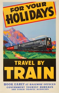 For Your Holidays Travel by Train New Zealand Railways Poster Print PICK SIZE - Picture 1 of 1