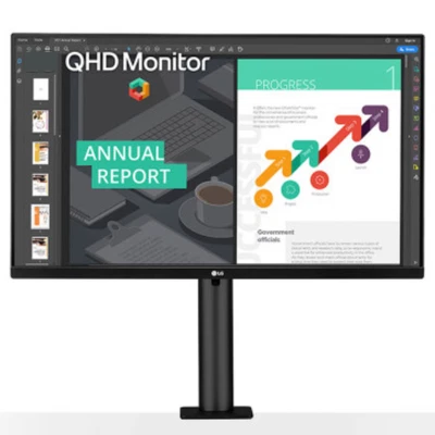 LG 27" Ergo IPS QHD 75Hz 5ms Monitor 2560x1440 16:9 350 cd/m2 HDMI 27QN880-B - Image 1 of 4