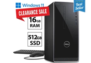 Dell Desktop Computer 16GB 500GB SSD Quad Core 3.6Ghz DVD/CD-RW Win 11 WiFi SALE - Picture 1 of 4