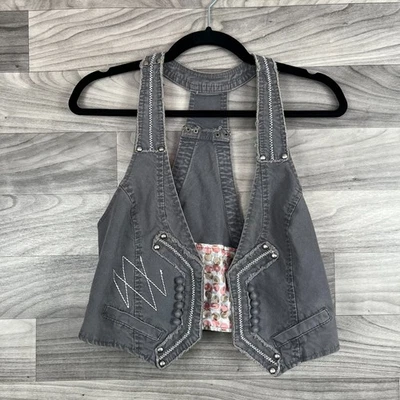 Chaleco Militar De Colección Para Mujer M Gris Festival Steampunk Utilitario Adornado Grunge Foto 1 de 4