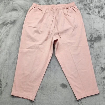 Denim & Co Pants Womens 1X Pink Pull On Casual EasyWear Twill Capri Tapered - Image 1 of 4