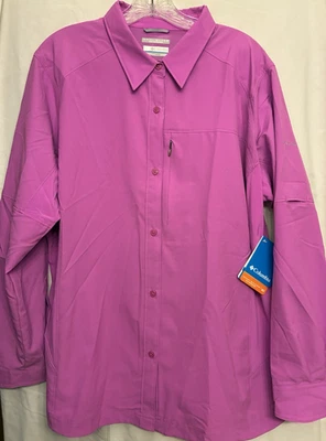 NWT Columbia Silver Ridge Pink Women's Size 2X Omni-Shade Long Slv Shirt AW 7079 - Image 1 of 4