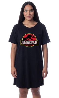 Jurassic Park Womens' Dinosaur Film Movie Title Logo Nightgown Sleep Pajama - Image 1 of 4