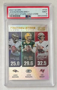 Panini Score Gold Zone Fantasy Stars 2021/50 Tom Brady Lamar Jackson ARod PSA 9 - Imagen 1 de 2