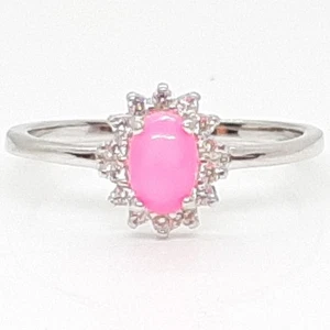 World Class .60ctw Pink Opal & White Sapphire 925 Sterling Silver Ring Size 7 - Picture 1 of 5