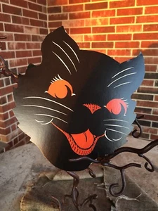 Beistle stile vintage gatto nero felice, occhi rossi Halloween decorazione fustellata, 6" - Foto 1 di 3