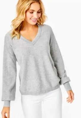Nuevo con etiquetas Suéter Lilly Pulitzer Jasmina Cashmere Talla M Gris Medio Originalmente $278 Foto 1 de 4