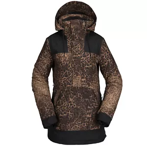 VOLCOM Women 2022 Snowboard Snow Fern Insulated Gore-Tex Pullover Jacket Leopard - Picture 1 of 2