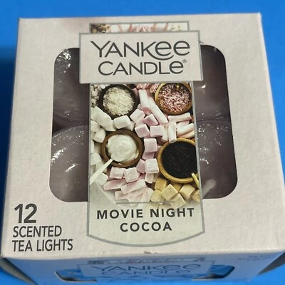 Yankee Candle Movie Night Cocoa Tea Light Candles Box Of 12 DISCONTINUED - Image 1 of 4