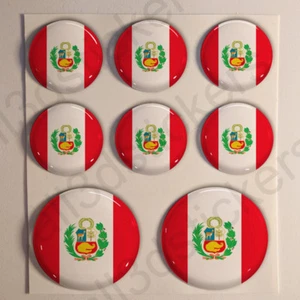 Pegatinas Perú Pegatina Bandera Perú Redondas 3D Vinilo Adhesivo Relieve - Photo 1 sur 1