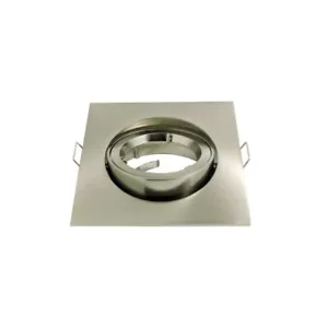 New Square Nickel Recessed MR16 GU10 Bulb Holder Adjustable Downlight Frame - Picture 1 of 3