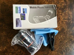 MOBILE PHONE TELESCOPE W/CLEANING CLOTH AND CLAMP #N - Picture 1 of 3