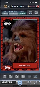 Star Wars Card Trader Topps 2019 R2D2 Red Tier 9 Base Chewbacca 61 Cc - Picture 1 of 2