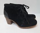 Clarks Collection Womens Sz 8.5 Ankle Boots Shoes Heel Lace Up Black New Leather
