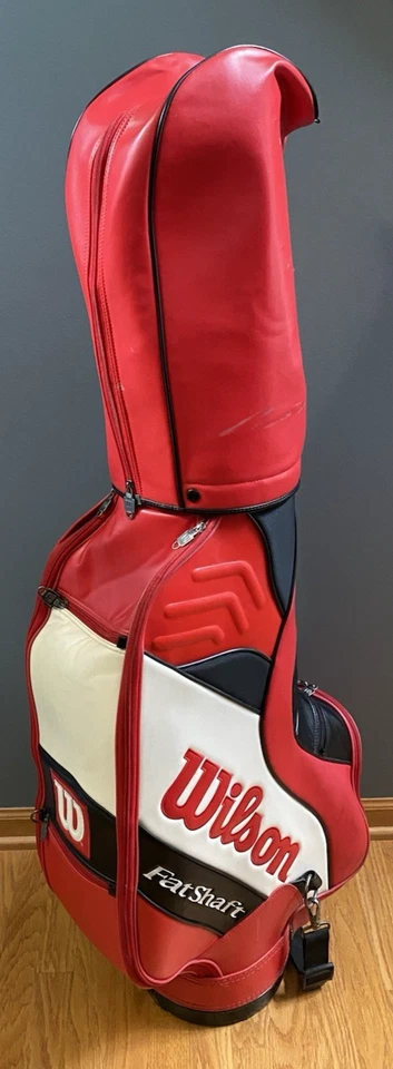 Wilson Fat Shaft Red White Golf Club Bag With Rain Cover & Strap 6 Way Divider - Image 1 of 4