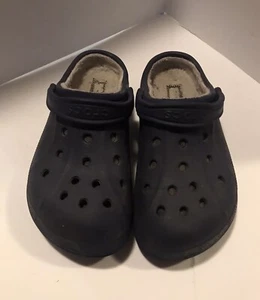 Crocs Clog Mens 7 Womens 9 Blue Slip-On Sandal Fleece Liner - Picture 1 of 6