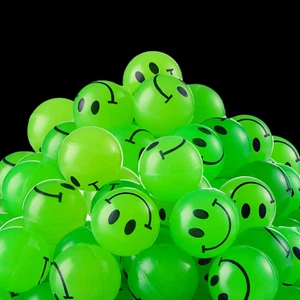 10-Pack Glow-In-The-Dark Bouncy Balls 1" Smile Face Vtg 90s Toys Party Favor - Picture 1 of 7