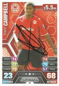TARJETA COLECCIONABLE FRAIZER CAMPBELL FIRMADA CARDIFF 2013/2014 MATCH ATTAX + CERTIFICADO DE AUTENTICIDAD - Imagen 1 de 1